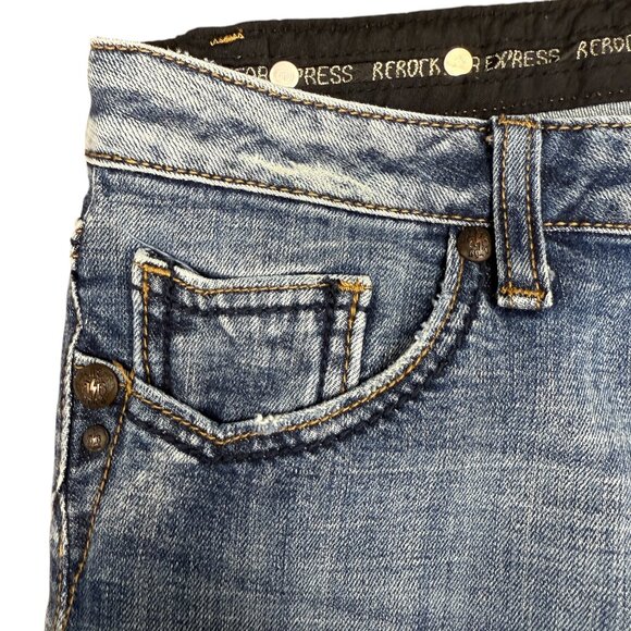 EUC Women's REROCK for EXPRESS Bootcut Low Rise Mid Wash Jeans | Size‎ 8R - Picture 6 of 11